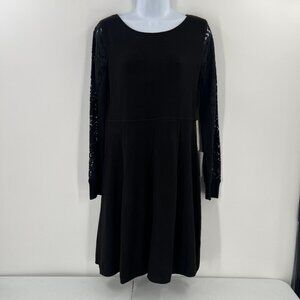 Eliza J Black Lace Sleeve A-Line Sweater Dress